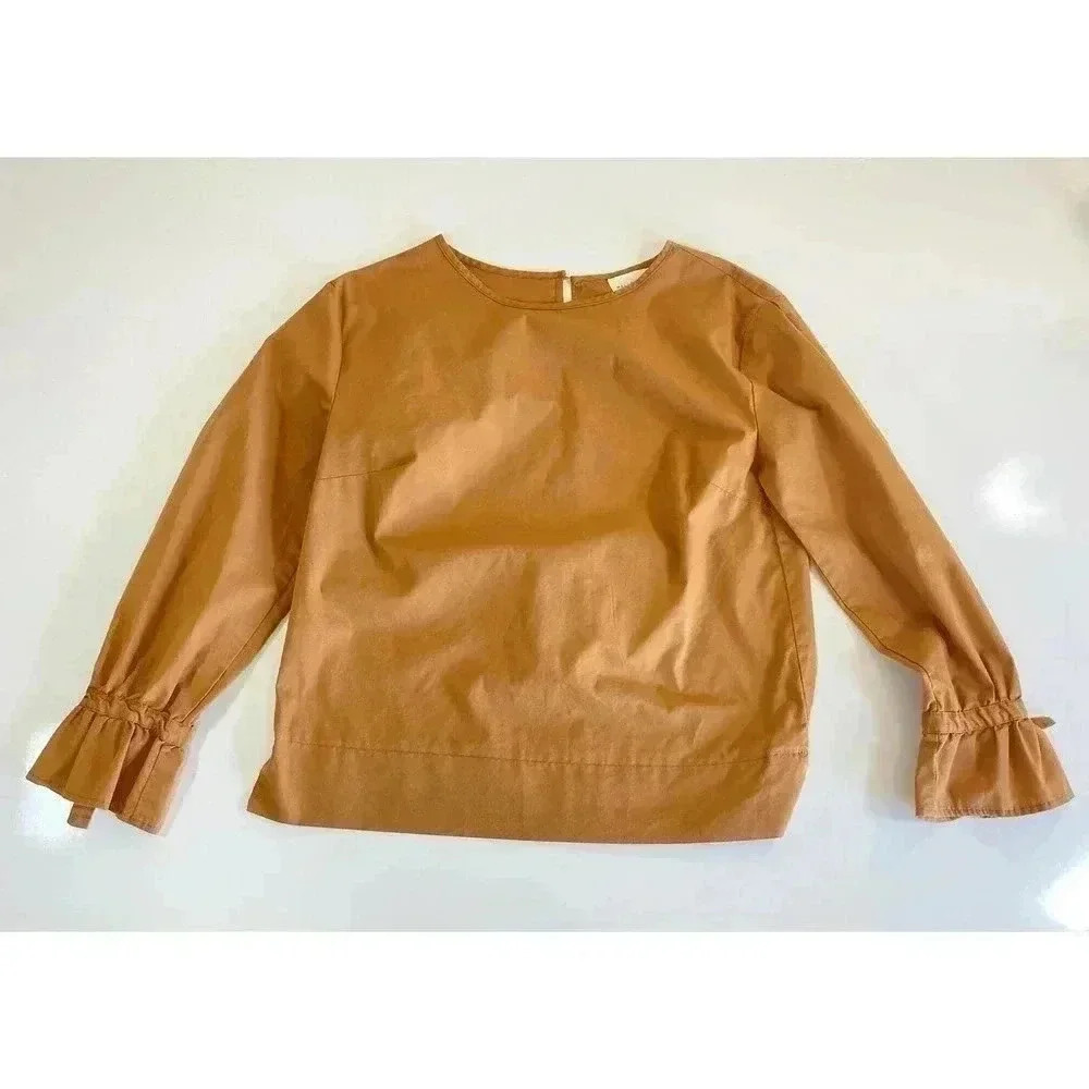 Melloday Nordstrom Cinched Brown Long Sleeve Top Women's Size Small